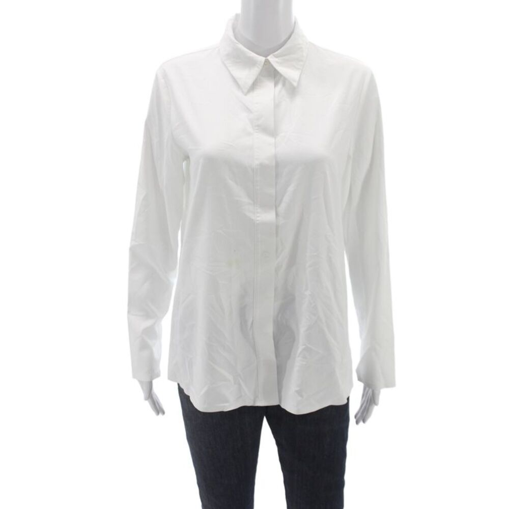 Rhone Womens White Collared Button Up Top Long Sleeve Recycled Polyester Size S